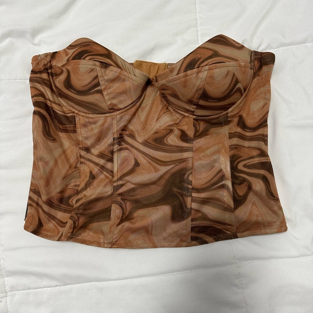 Multicolor Corset Strapless Top